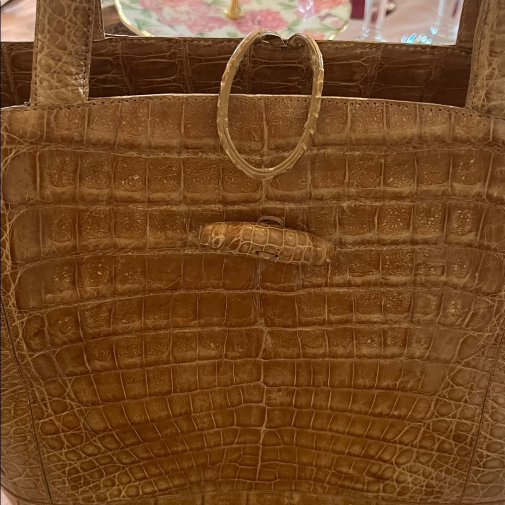 Nancy Gonzales Elegant Brown Crocodile-Tote Bag - Picture 5 of 7